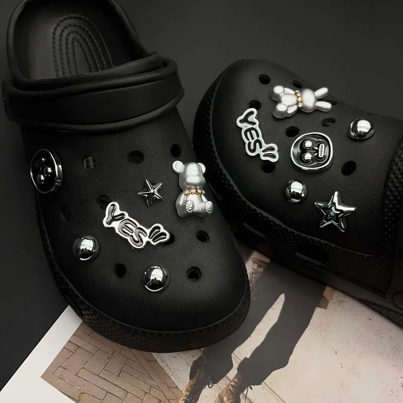 Shiny Cute Sweet Cool Shoe Charms for Crocs Set Little Bear Rabbit Clogs Pins Slipper Accessories Garden Sandals Girl Gift