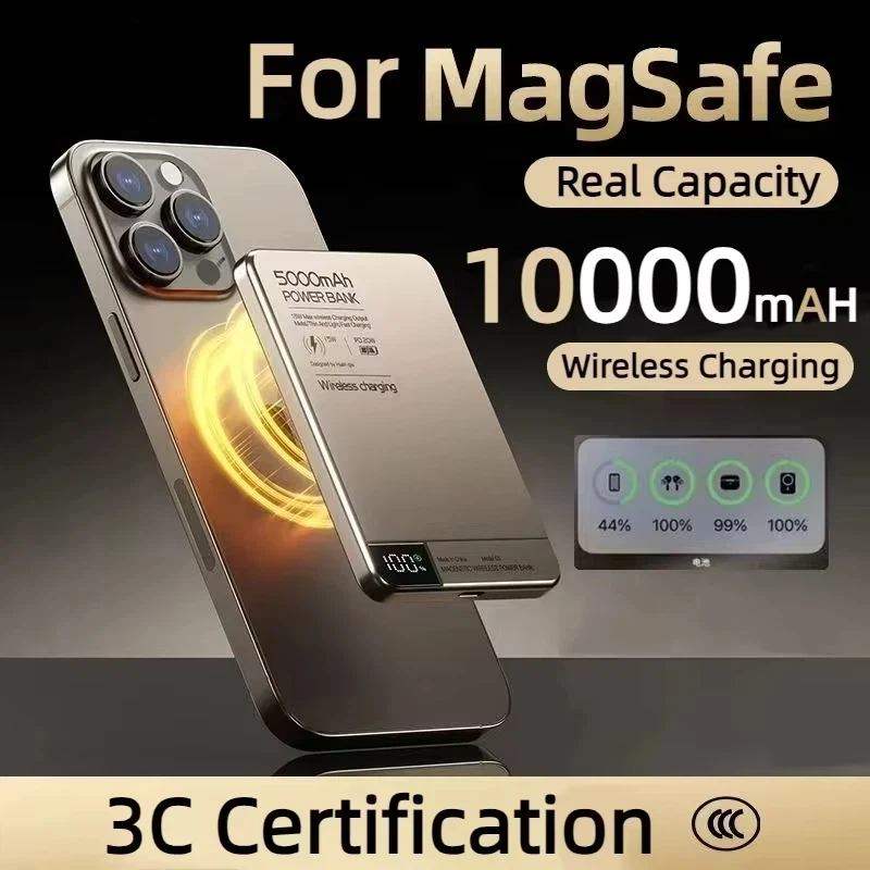 Ultra Wireless Magnetic Power Bank Travel Portable Fast Charging Capacity Digital External Battery For Magsafe IPhone CCC