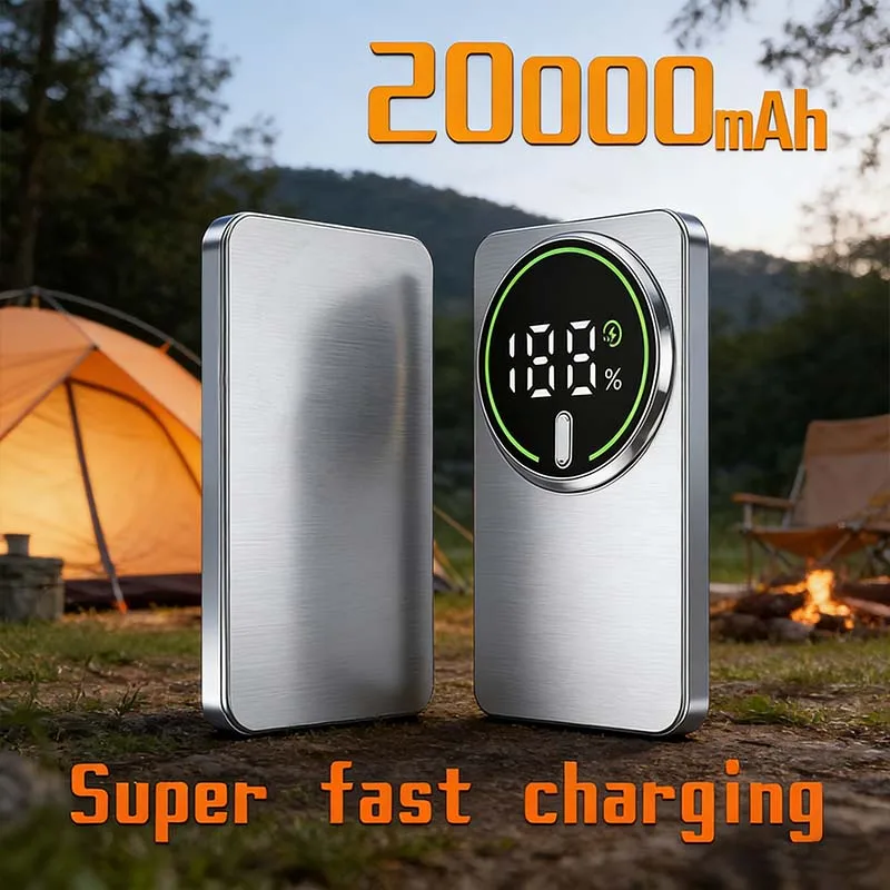 Ultra-thin 20000mAh Mobile Power Bank Magnetic Wireless Fast Charging Portable Electronic Display For MagSafe iPhone