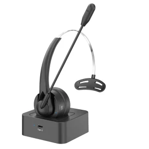 On Ear Headset BT 5.4 Wireless Headphones Call Center Earphone with Noise Canceling Microphone Adjustable Headband Volume
