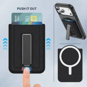 Magsafe Magnetic PU Leather Wallet, For Phone 17 16 15 14 13 12 Pro Max Fashion Card Holder Multi-functional Fold Stand Card Bag